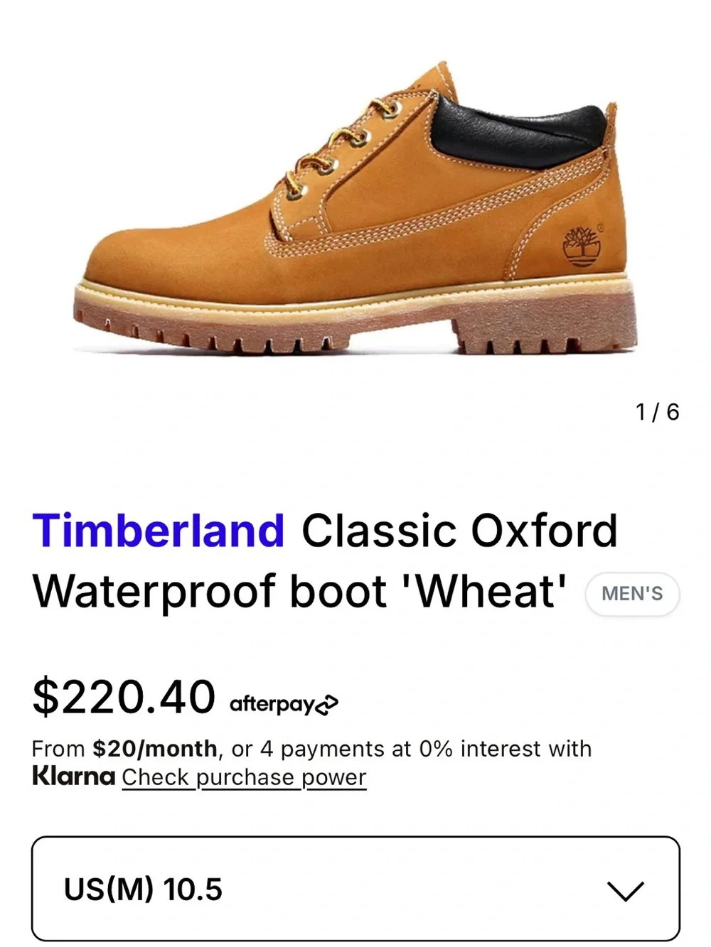 Timberland Men's Low Top Wheat Leather Boots with Black Collar